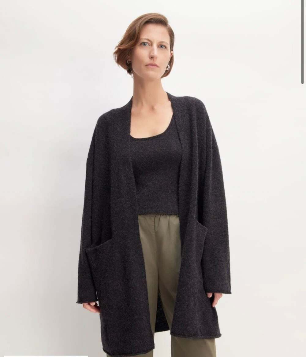 Everlane The ReCashmere Open Cardigan Dark Grey Melange Size S